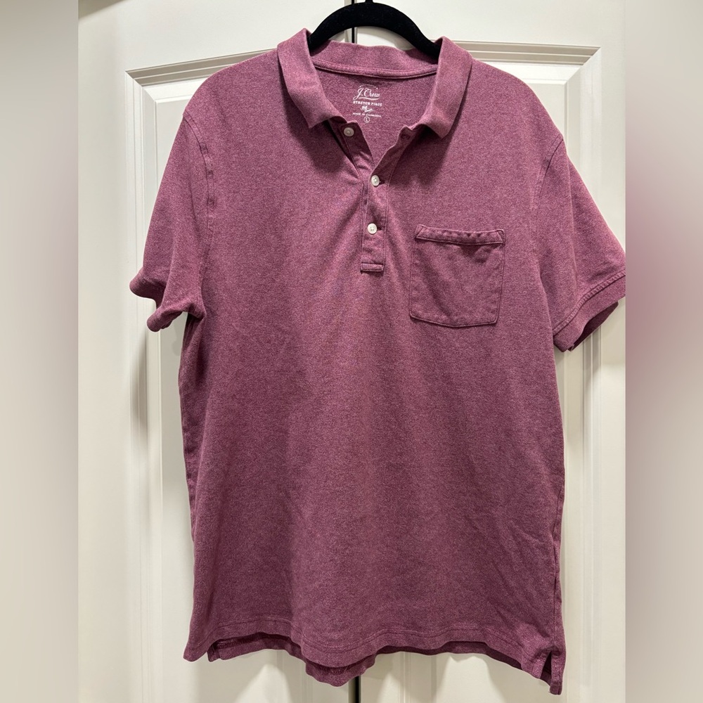 J. Crew Stretch Piqe Plum Short Sleeve Collared Polo Shirt Large